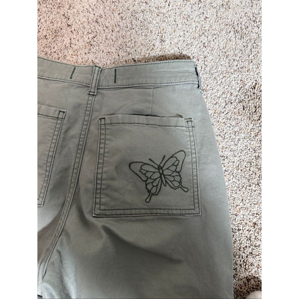 Hollister Y2K Ultra High-Rise Dad Pants Green‎ Butterfly Cargo Pants Size 27 - Picture 7 of 9